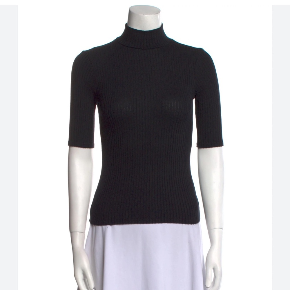Reformation Black Ribbed Short Sleeve Top